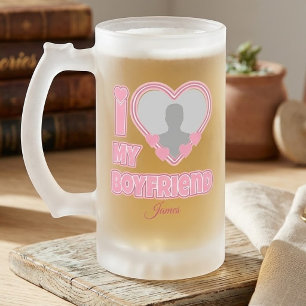 Benutzerdefiniert I Liebe Mein Freund - Foto und N Mattglas Bierglas