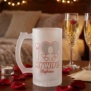 Benutzerdefiniert I Liebe Meine Ehefrau - Name und Mattglas Bierglas