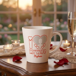 Benutzerdefiniert I Liebe Meine Ehefrau - Name und Milchtasse