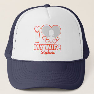 Benutzerdefiniert I Liebe Meine Ehefrau - Name und Truckerkappe