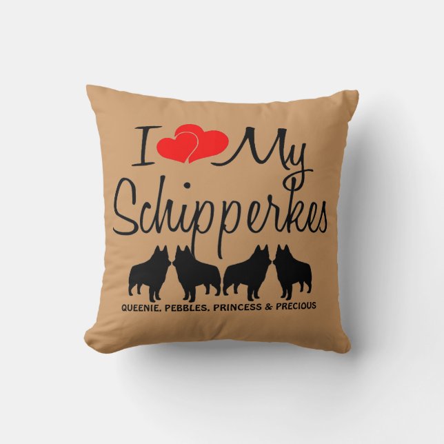 Benutzerdefiniert I Liebe meine vier Schipperkes Kissen (Vorderseite)