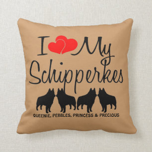 Benutzerdefiniert I Liebe meine vier Schipperkes Kissen