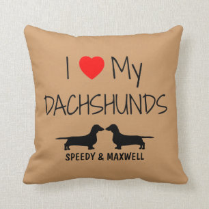 Benutzerdefiniert I Liebe Meine zwei Dackeln Kissen