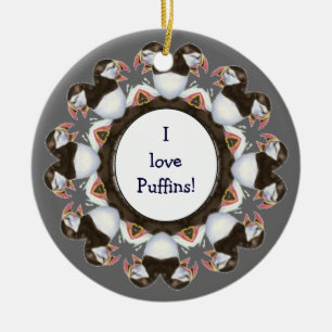 Benutzerdefiniert "I Liebe Puffins", Niedlicher Wa Keramikornament