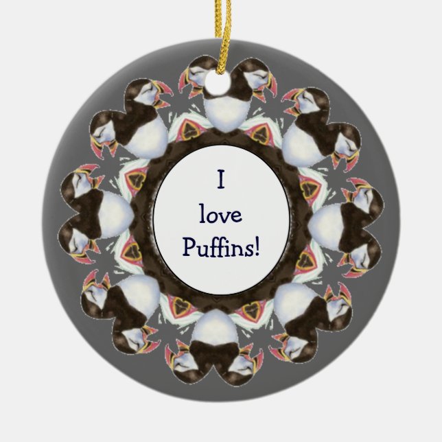 Benutzerdefiniert "I Liebe Puffins", Niedlicher Wa Keramikornament (Vorne)