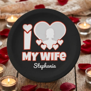 Benutzerdefiniert Ich liebe meine Frau – Name und Pappteller