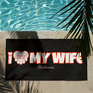 Benutzerdefiniert Ich liebe meine Frau – Name und Strandtuch