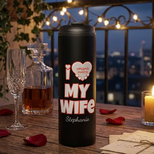 Benutzerdefiniert Ich liebe meine Frau – Name und Thermosbecher