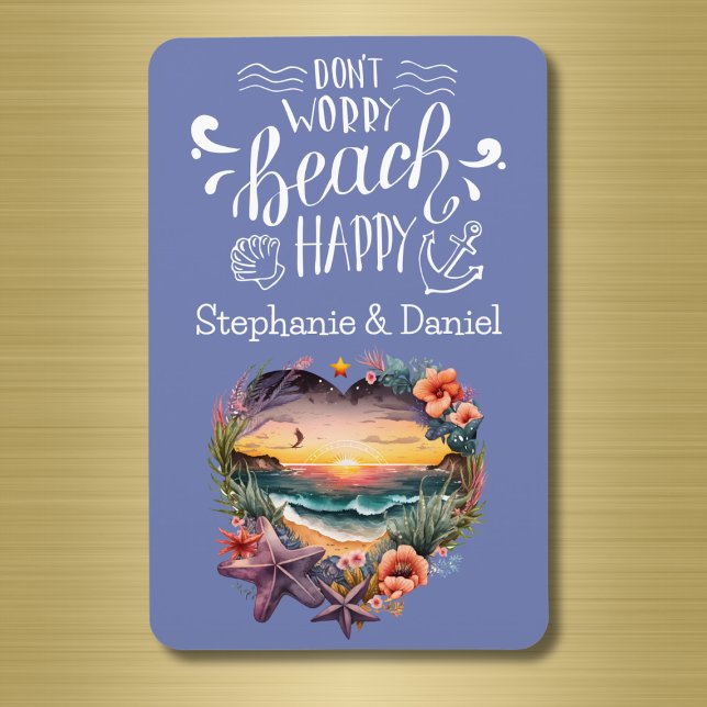 Benutzerdefiniert Keine Sorge Strand Glückliche Kr Magnet (Don't Worry Beach Happy | Cute cruise door magnet for couples)