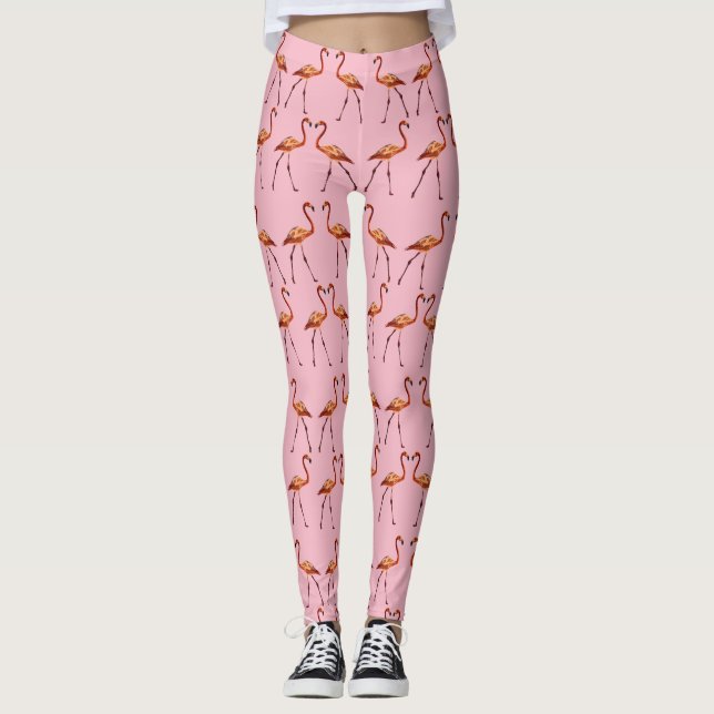 Benutzerdefiniert Leggings Pink Flamingo (Vorderseite)