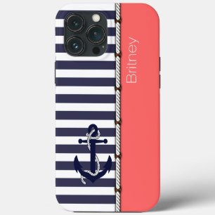 Benutzerdefiniert Lustig Navy Blau Weiße Streifen iPhone Hülle