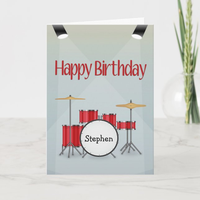Benutzerdefiniert mit Name Drum Set mit Spotlights Karte (Vorderseite)