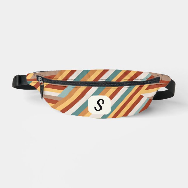 Benutzerdefiniert Monogram Modern Retro 70er Geome Bauchtasche (Vorderseite)