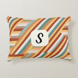 Benutzerdefiniert Monogram Modern Retro 70er Geome Dekokissen