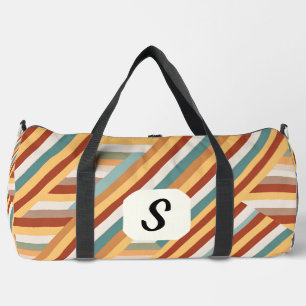 Benutzerdefiniert Monogram Modern Retro 70er Geome Duffle Bag
