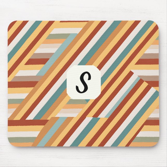 Benutzerdefiniert Monogram Modern Retro 70er Geome Mousepad (Vorne)