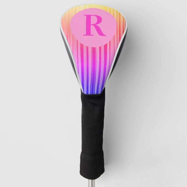 Benutzerdefiniert Monogramm Initial Pink Ombre Per Golf Headcover (Vorderseite)
