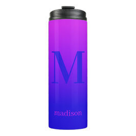 Benutzerdefiniert Monogramm und Name Rosa bis Blau Thermosbecher