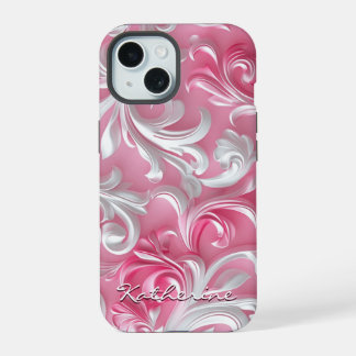 Benutzerdefiniert Niedlich rosa florale iPhone Cas 15 Hülle