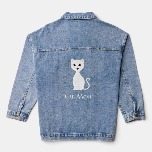 Benutzerdefiniert Niedliche Katze und bearbeitbare Jeansjacke (Rückseite)