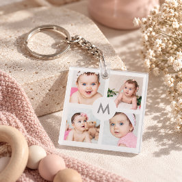 Benutzerdefiniert Personalisiert 8 Collage Monogra Schlüsselanhänger
