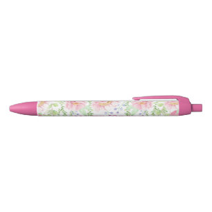 Benutzerdefiniert rosa Floral mit Name Pen Kugelschreiber