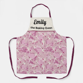 Benutzerdefiniert rosa Pastellvogel und Blätter Sc Schürze