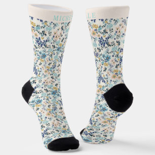 Benutzerdefiniert Rosa Weiße Blume Weiße Blumenmus Socken