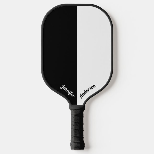 Benutzerdefiniert Schwarz und Weiß Pickleball Schläger (Vorderseite)