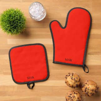 Benutzerdefiniert Solides rotes Weihnachten stilvo Ofenhandschuh & Topflappen-Set