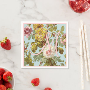 Benutzerdefiniert Stilvolle Vintage Rosa Rose-Blum Serviette