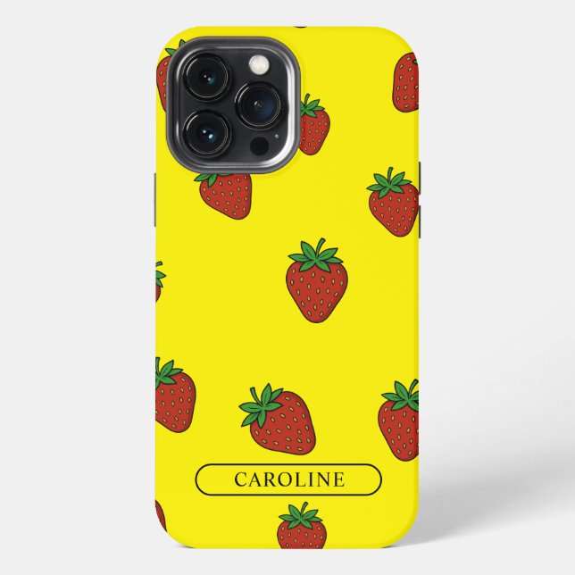 Benutzerdefiniert Strawberry Gelb iPhone 13 Pro Max Hülle (Rückseite)