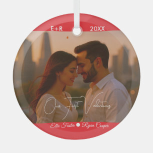 Benutzerdefiniert Unser erstes Valentinsfoto Ornament Aus Glas
