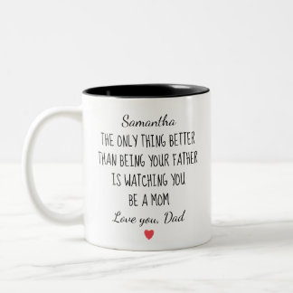 Benutzerdefiniert Vater an Tochter "Dich dabei beo Zweifarbige Tasse