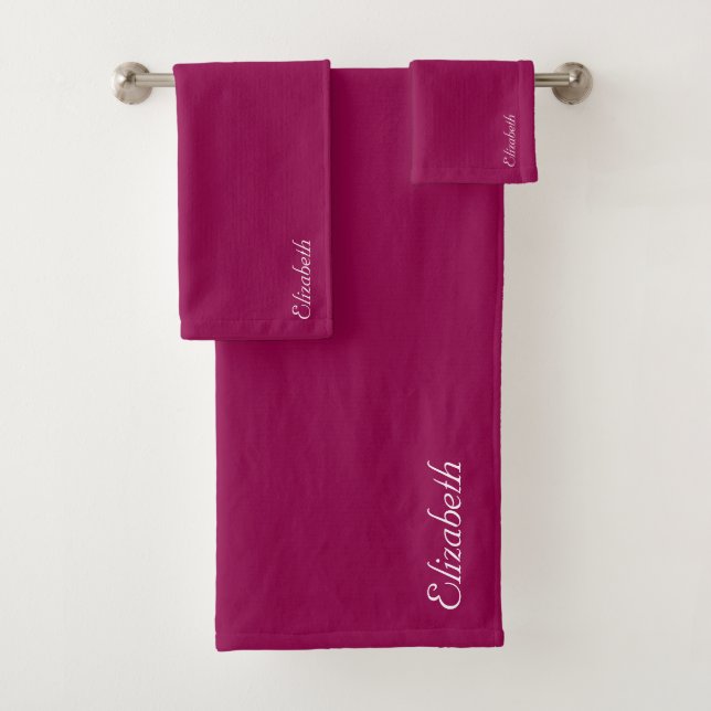 Benutzerdefiniert Viva Magenta Elegante Moderne Vo Badhandtuch Set (Insitu)