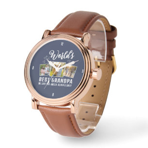 Benutzerdefiniert World's Best Grandpa 3 Foto Armbanduhr
