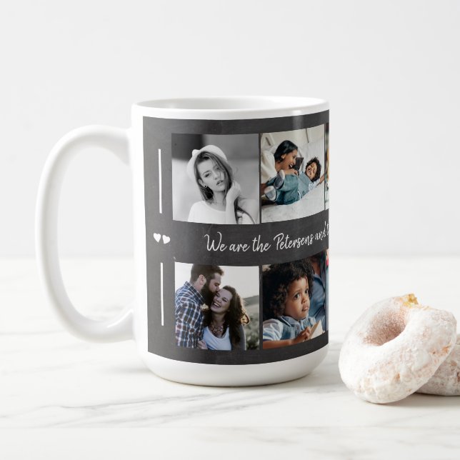 Benutzerdefinierte 10 Foto Collage Ihre Textfamili Kaffeetasse (Mit Donut)