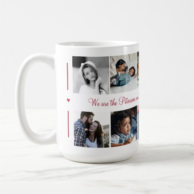 Benutzerdefinierte 10-Foto-Collage Ihre Textfamili Kaffeetasse (Links)