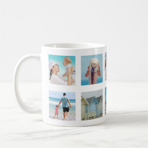 Benutzerdefinierte 10-Foto-Quadrate Collage White Kaffeetasse