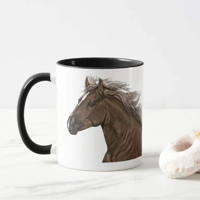 Benutzerdefinierte 11oz Pferde Tasse veränderbare  (Mit Donut)