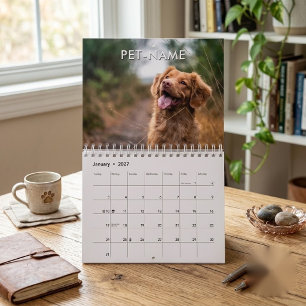 Benutzerdefinierte 14-Foto-Haustier-Hund-14-Name-B Kalender