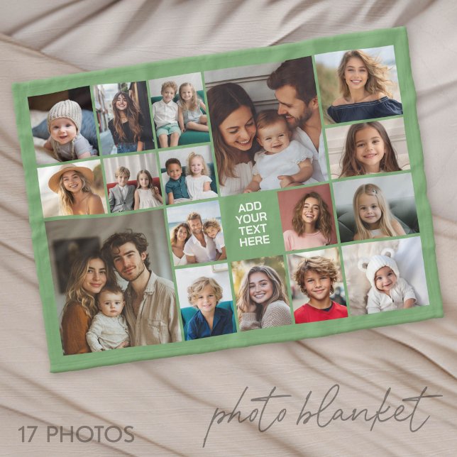 Benutzerdefinierte 17-Foto-Collage - mit Text Fleecedecke (Photo Blanket - Personalize with Your Photos)