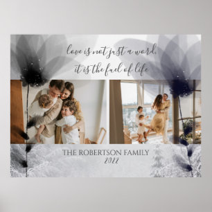 Benutzerdefinierte 2 Familienfotos Floral Overlay  Poster