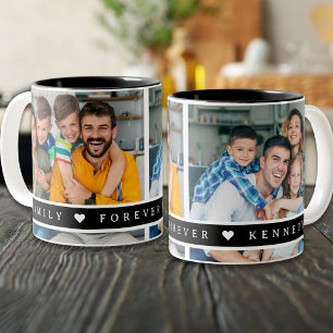 Benutzerdefinierte 2-Foto-Collage Familienname Zit Zweifarbige Tasse