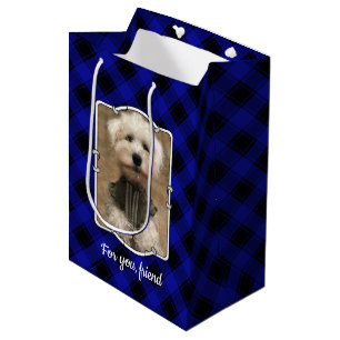 Benutzerdefinierte 2 Foto Personalisiert Blau und  Mittlere Geschenktüte