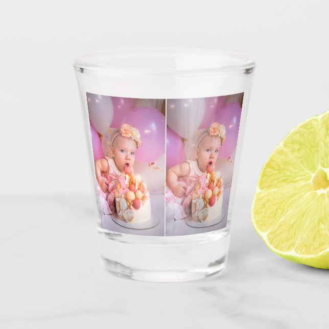 Benutzerdefinierte 2-FotoCollage Schnapsglas (Vorderseite)