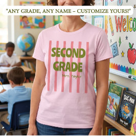 Benutzerdefinierte 2. Klasse Schulstreifen Lehrer T-Shirt