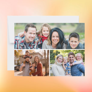Benutzerdefinierte 3-Familienfotos-Collage Postkarte