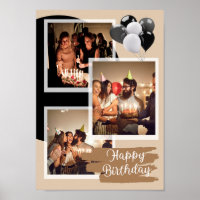 Benutzerdefinierte 3-Foto-Happy-Birthday-Collage