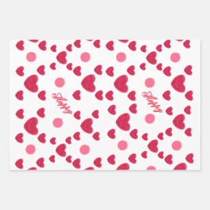 Benutzerdefinierte 3D-Jelly-Hearts und Punkte Süße Geschenkpapier Set
